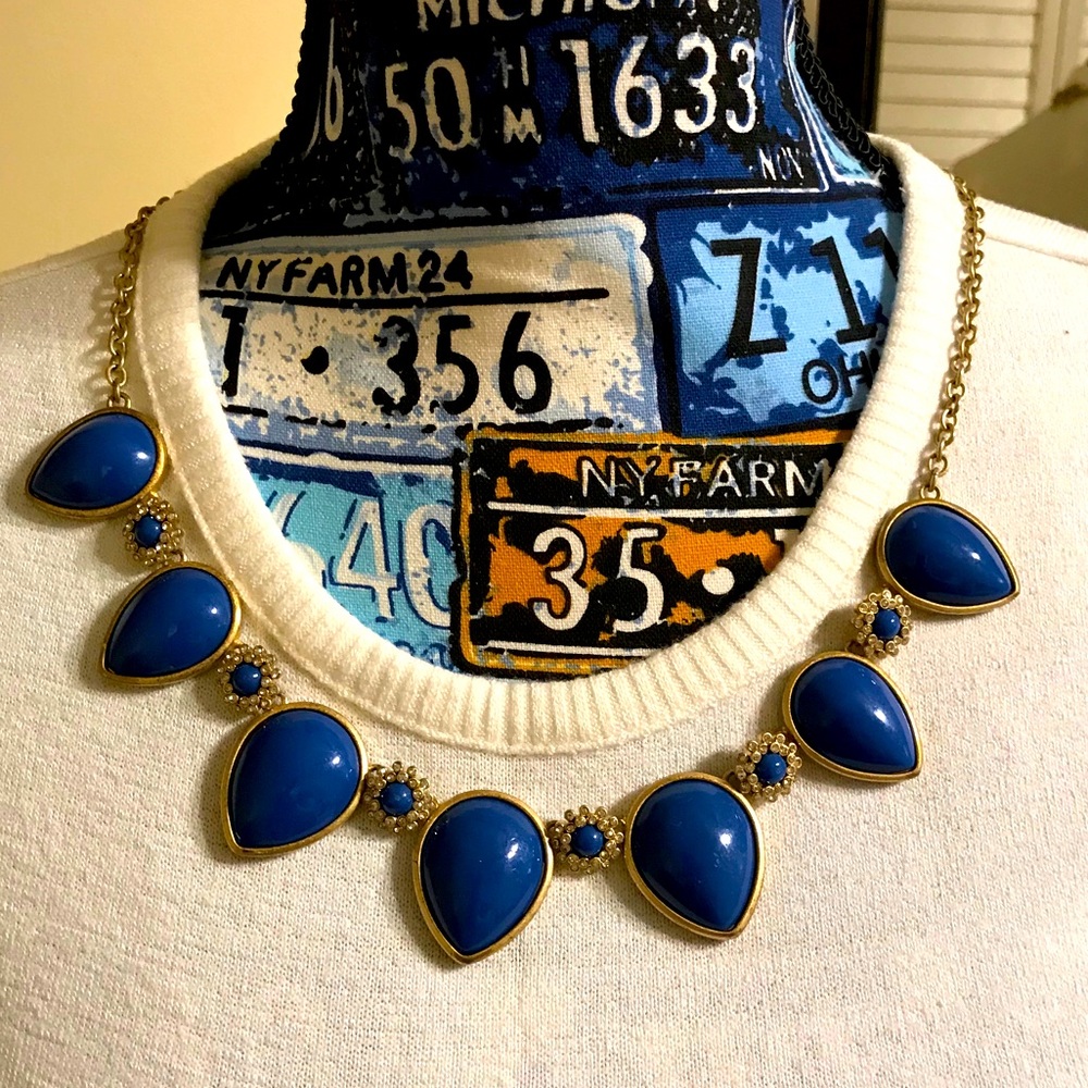 Blue & Gold Tone Statement Necklace